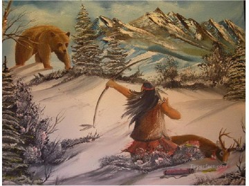 クマ Painting - クマを狩る インディアン